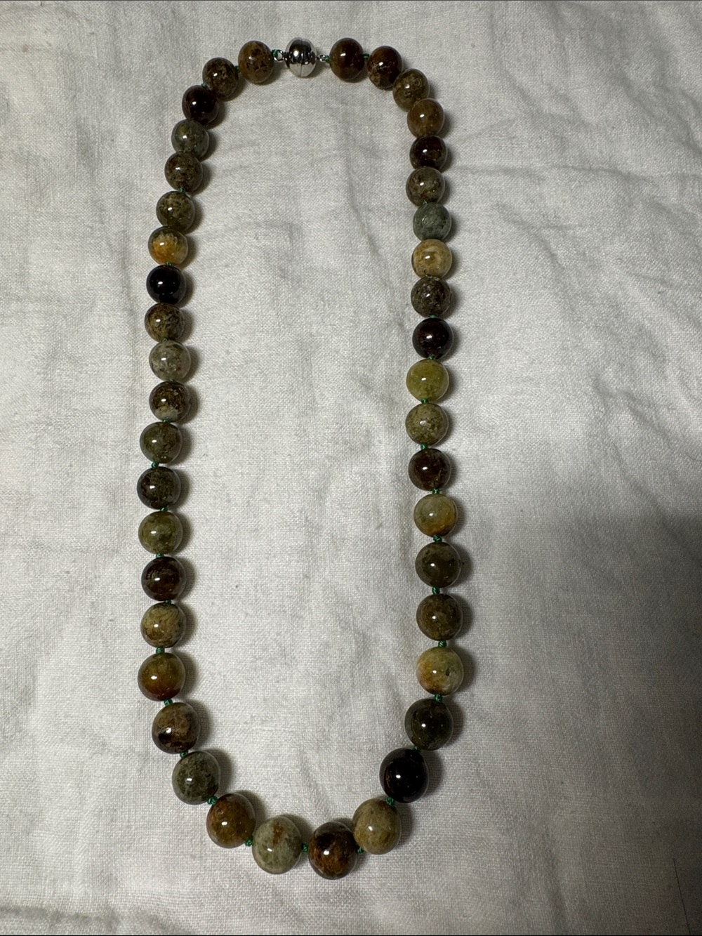Natural Stone Jasper Beaded Necklace Earth Tone Boho Artisan Jewelry 20in